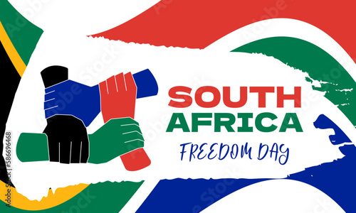 South Africa Freedom Day Afrikaans Vryheidsdag on white Background, poster, card, banner design.