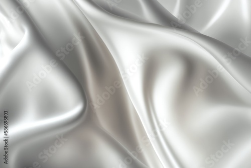 Silk Fabric White In CloseUp. Generative AI