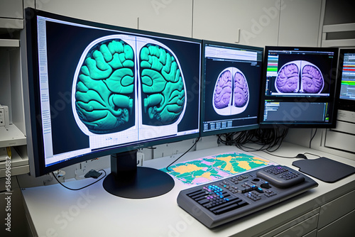 Neuroscience Lab With Brain Imaging Technology. Generative AI photo