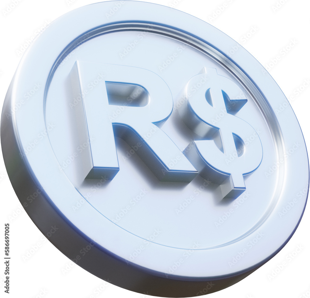 Silver Brazilian Real coin 3d render illustration Silver Brazilian Real coin 3d render illustration