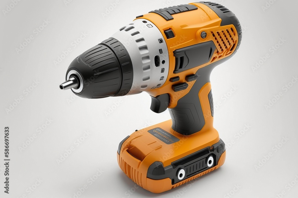 Isolated Power Drill on White Background, Generative AI Isolated Power Drill on White Background, Generative AI