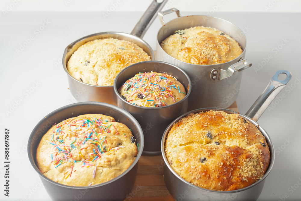 a few cakes in buckets and pots. Preparing the house for the holiday a few cakes in buckets and pots. Preparing the house for the holiday