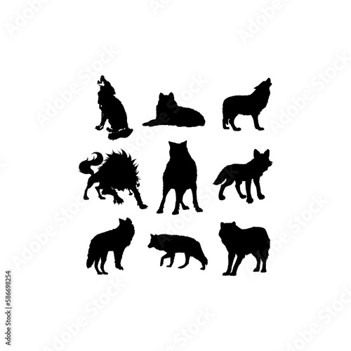 Wolf animal set silhouette design