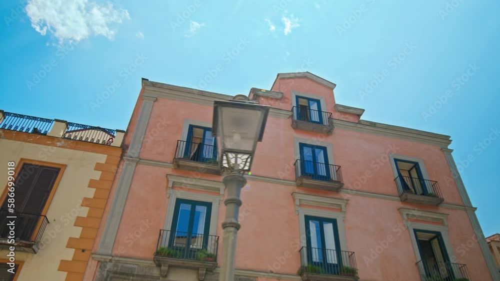 Beautiful European colorful houses with balconies and flowers. Properties in Sorrento, Italy. Beautiful European colorful houses with balconies and flowers. Properties in Sorrento, Italy.