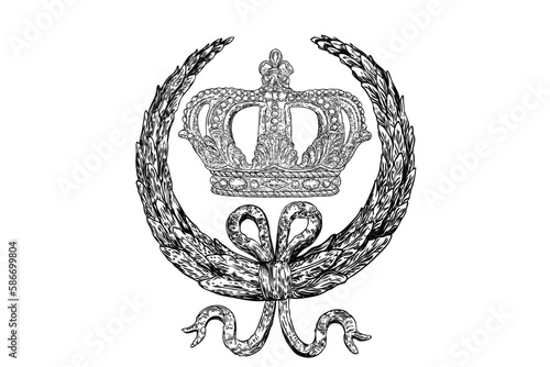 King or Queen crown. Monarch coronations with Coronet Jewel represent United Kingdom constitutional responsible government and sovereignty or authority of the monarch. State Crown made of gold.