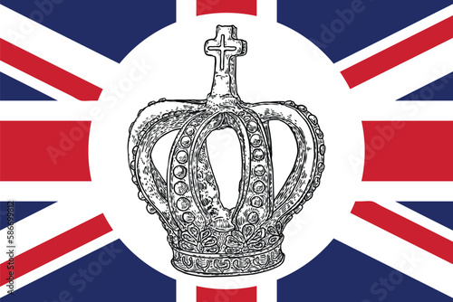State Crown, made of gold and set with precious stones such as diamonds sapphires emeralds and pearls and rubies. Imperial State Crown used during the Coronation service and declaration of the King.