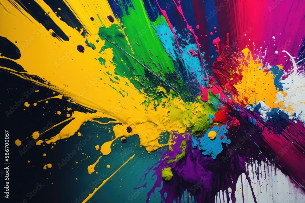 Fototapeta premium colorful paint background splashed on canvas created with Generative AI technology