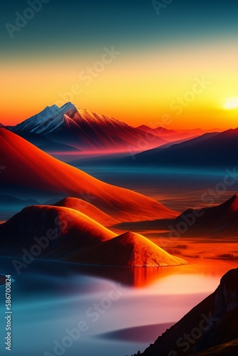 Mountain with sunset in the afternoon with clouds above