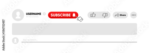 Clicking Subscribe Button, Like, Comment and Share. Icon Set of Channel Subscriptions. Flat icons template. Marketing. Social media concept. Vector illustration.