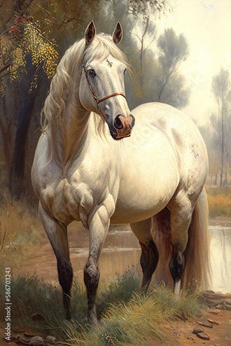 Oil on canvas painting of a horse