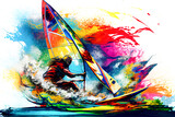 windsurfing illustration. Generative AI, Generative, AI