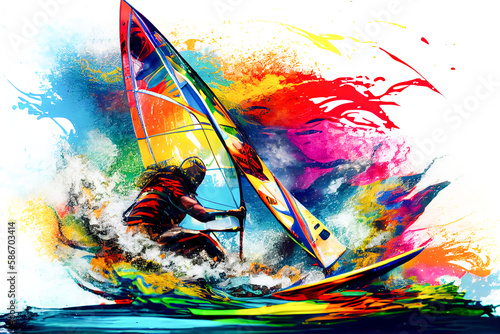 Obraz na płótnie windsurfing illustration. Generative AI, Generative, AI