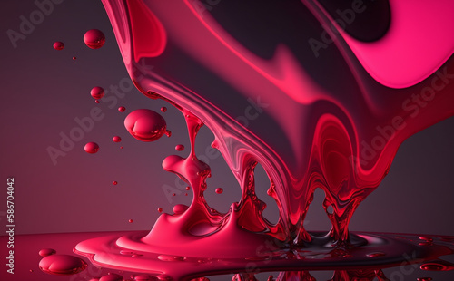 Red and pink liquid background, Generative AI