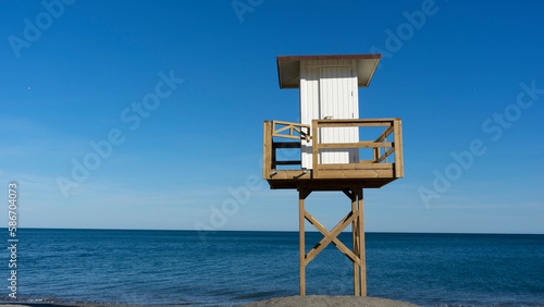 lifeguard tower at dawn on a wonderful day