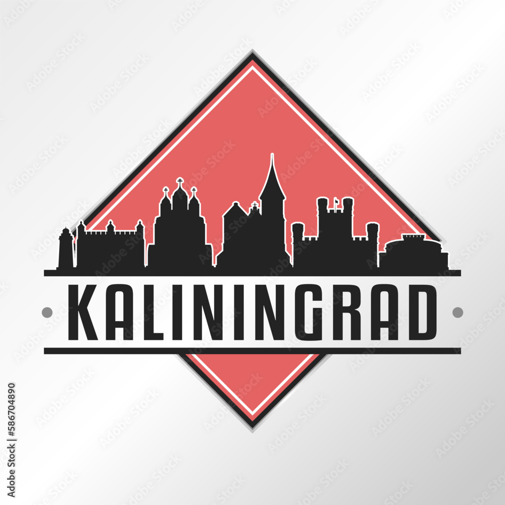 Kaliningrad, Kaliningrad Oblast, Russia Skyline Logo. Adventure Landscape Design Vector City Illustration Vector illustration.