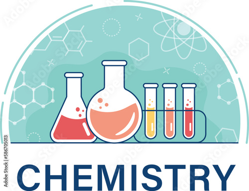 Chemical experience in the laboratory. Scientific experiment, research. Flat vector illustration