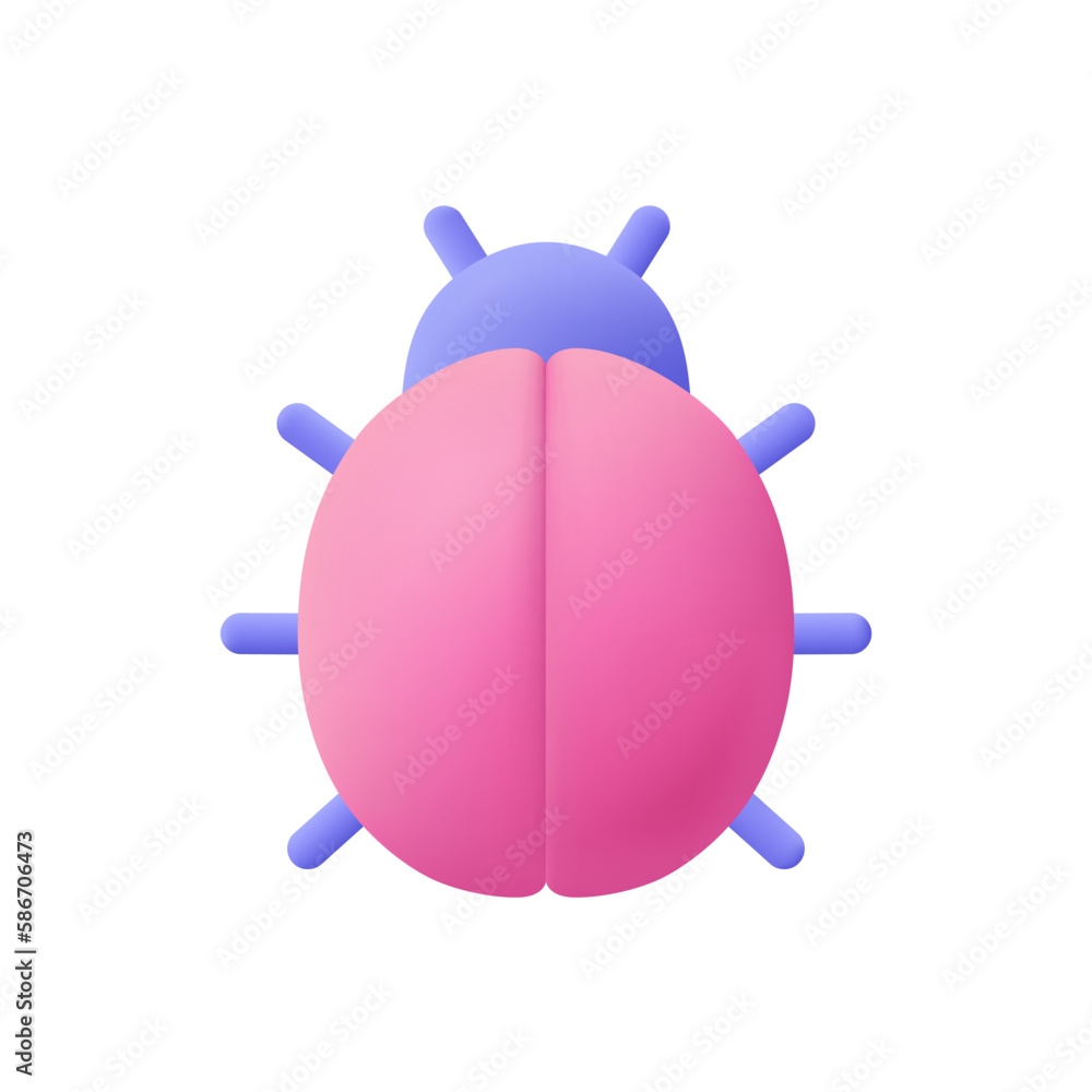 Fototapeta premium Bug, beetle. Find errors, software testing concept. 3d vector icon. Cartoon minimal style.