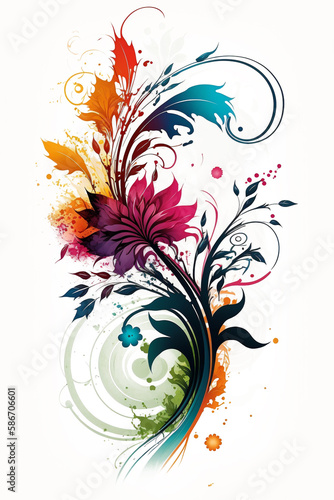 Abstract floral background for creative design. Abstract flower on white background. Flower print for design. Generative AI 