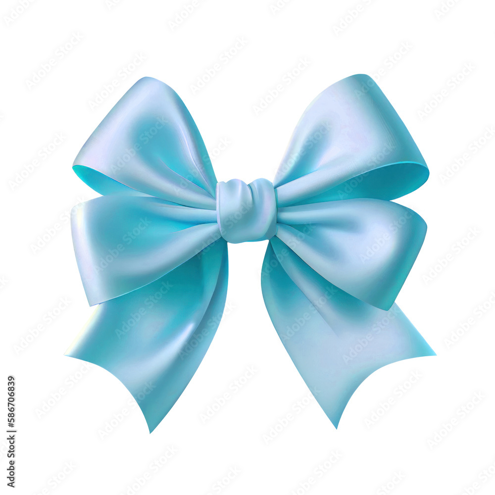 Realistic Blue bow isolated on white background, ai generation Realistic Blue bow isolated on white background, ai generation