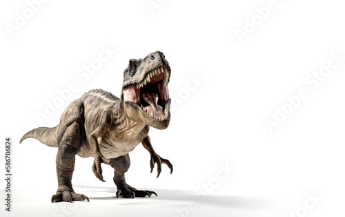 T-Rex dinosaur isolated on white background. Ai generated. © wasan