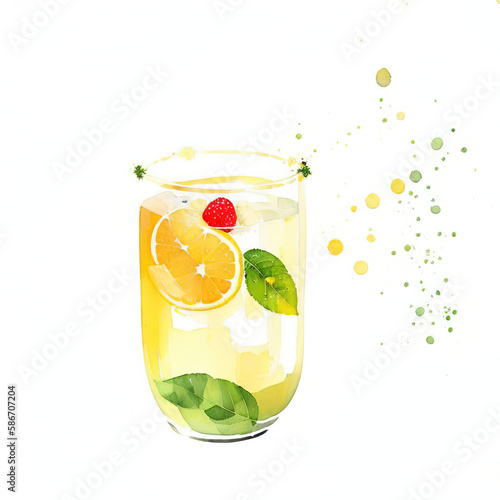 Classic alcohol cocktail glasses. Flat illustration style. Generative ai