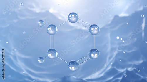 tetrazine molecular structure, 3d model molecule, 1,2,3,4-Tetrazine, structural chemical formula view from a microscope