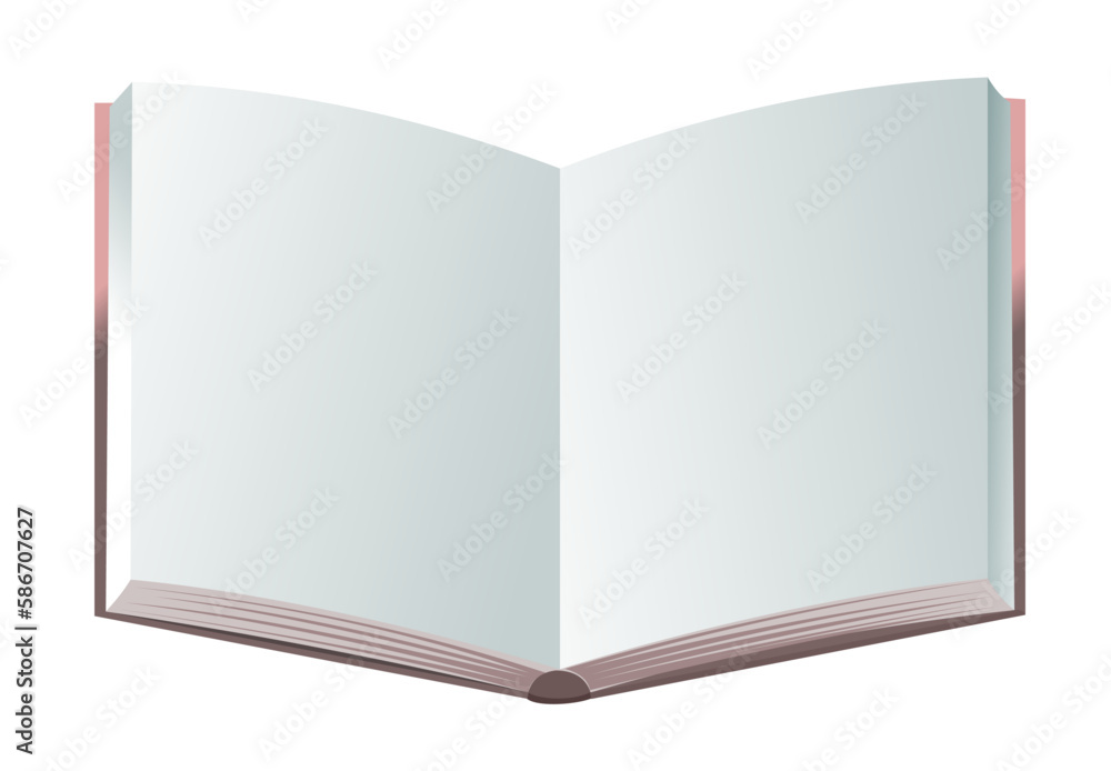 Book with pages without text open. Notepad and notebook. Unrolled paper pages. Isolated on white background. Vector. Book with pages without text open. Notepad and notebook. Unrolled paper pages. Isolated on white background. Vector.