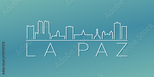 La Paz, Bolivia Skyline Linear Design. Flat City Illustration Minimal Clip Art. Background Gradient Travel Vector Icon.