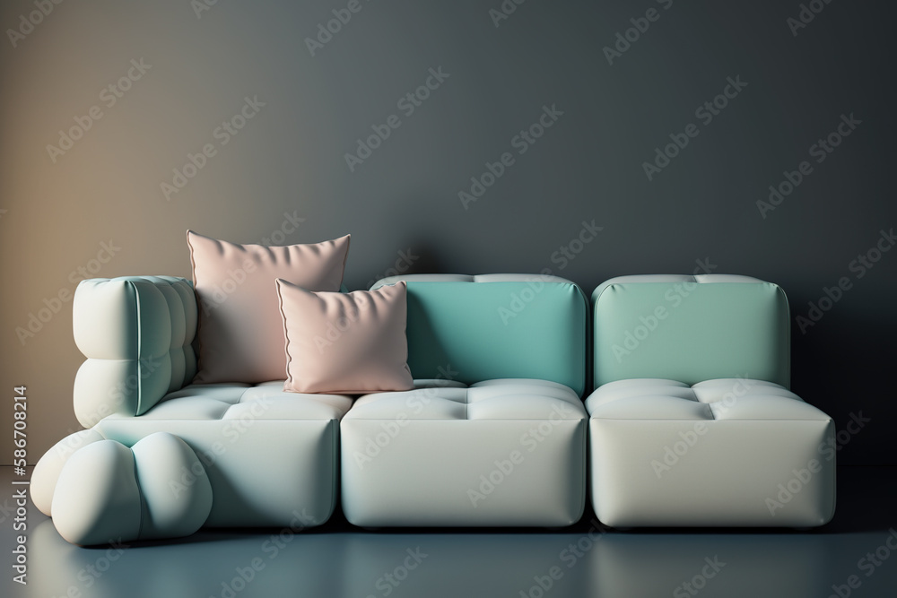 Comfortable modular sofa in a modern minimalist interior