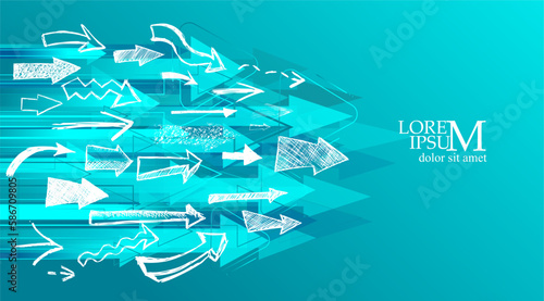 Blue arrows background. Modern futuristic background technology. Vector illustration.