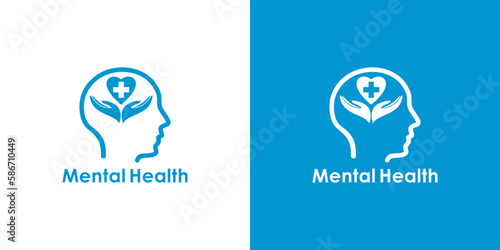 Mental health line icon. Psychotherapy and stethoscope symbol concept isolated on white and black background. Vector illustration