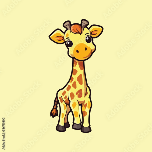 Kawaii Giraffe Drawing  Cute Long-necked Animal Illustration