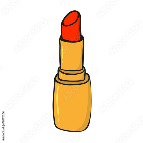 Lipstick doodle icon. Hand drawn pomade symbol. Vector illustration.