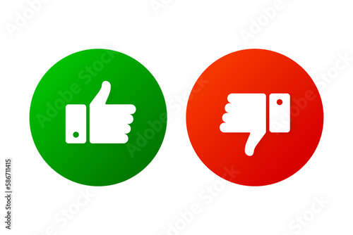 Like sign for social media. Thumb up and thumb down sign. Hand gesture isolated on white background. Vector illustration.