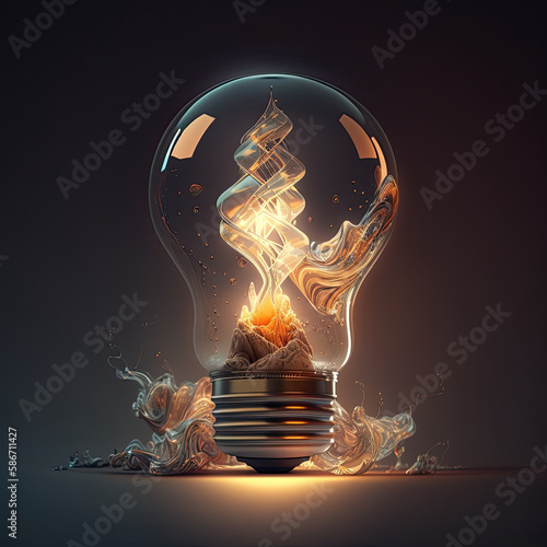 Illustration of a light bulb with light design inside it.