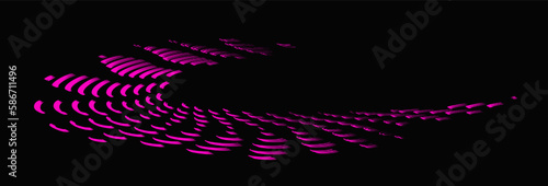 Framing with wave-like smooth scaly lilac strokes with a shift on a dark background. Vector.