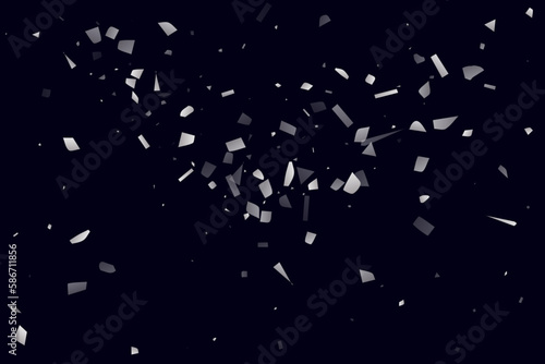 Fototapeta Naklejka Na Ścianę i Meble -  Silver shine of confetti on a black background. Illustration of a drop of shiny particles.