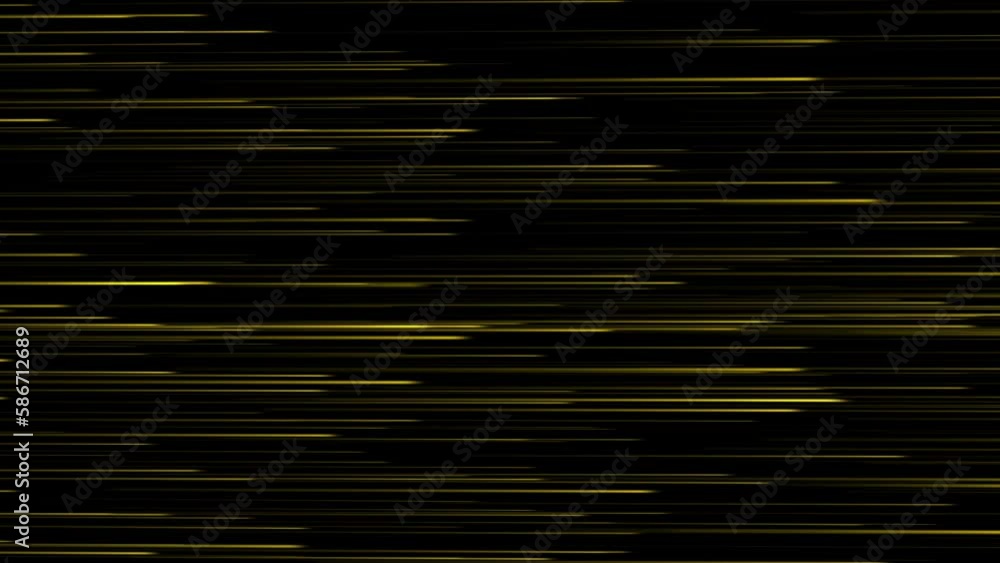 Gold light Fast Speed Lines motion on black background. Speed move