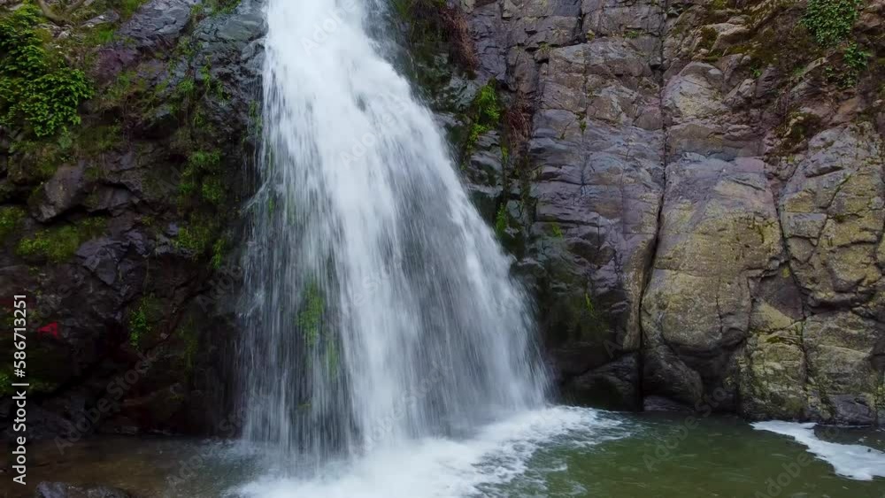 Aerial Waterfall on rocks in forest 4K Aerial Waterfall on rocks in forest 4K