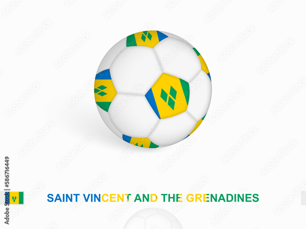 Soccer ball with the Saint Vincent and the Grenadines flag, football sport equipment.