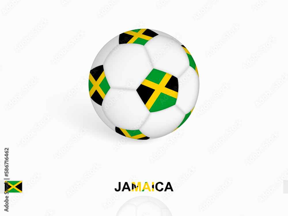 Soccer ball with the Jamaica flag, football sport equipment.