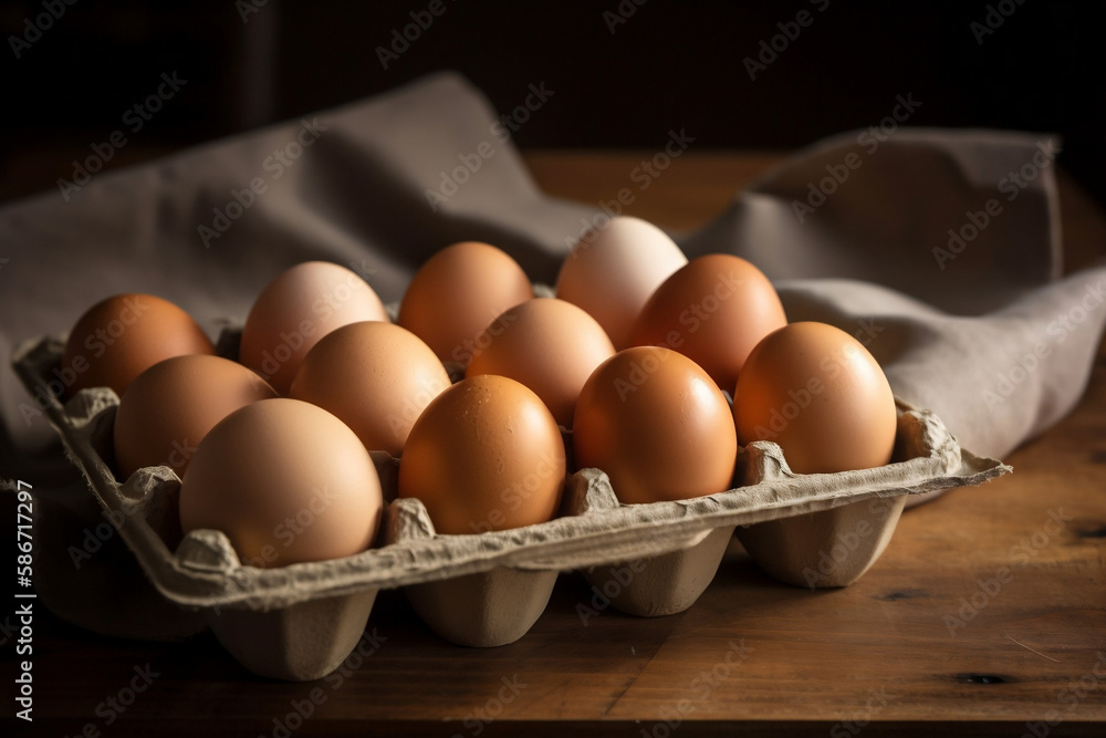 Chicken eggs in a tray. AI Generated Chicken eggs in a tray. AI Generated