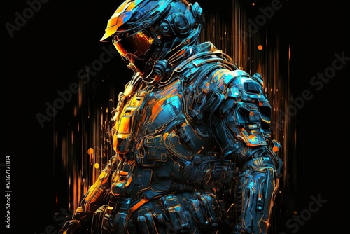 illustration, futuristic special force soldier , ai generative.