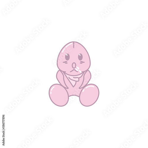 penis pink cartoon illustration isolated on white background
