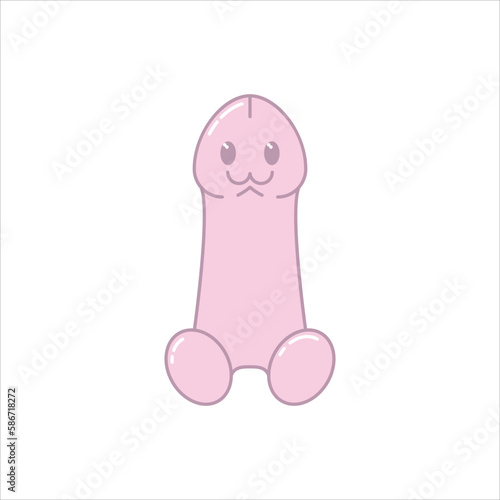 penis pink cartoon illustration isolated on white background