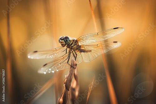 A dragonfly on a reed, bokeh Generative AI © Катерина Євтехова