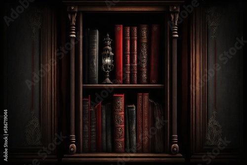 Bookshelves. AI generated