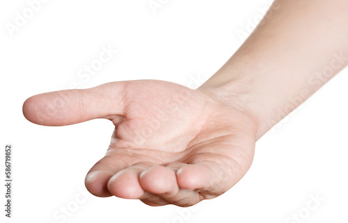 Holding/giving/asking/suggesting or greeting hand, cut out