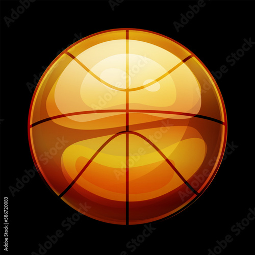Gold Basketball Ball Vector Illustration, Metal Texture