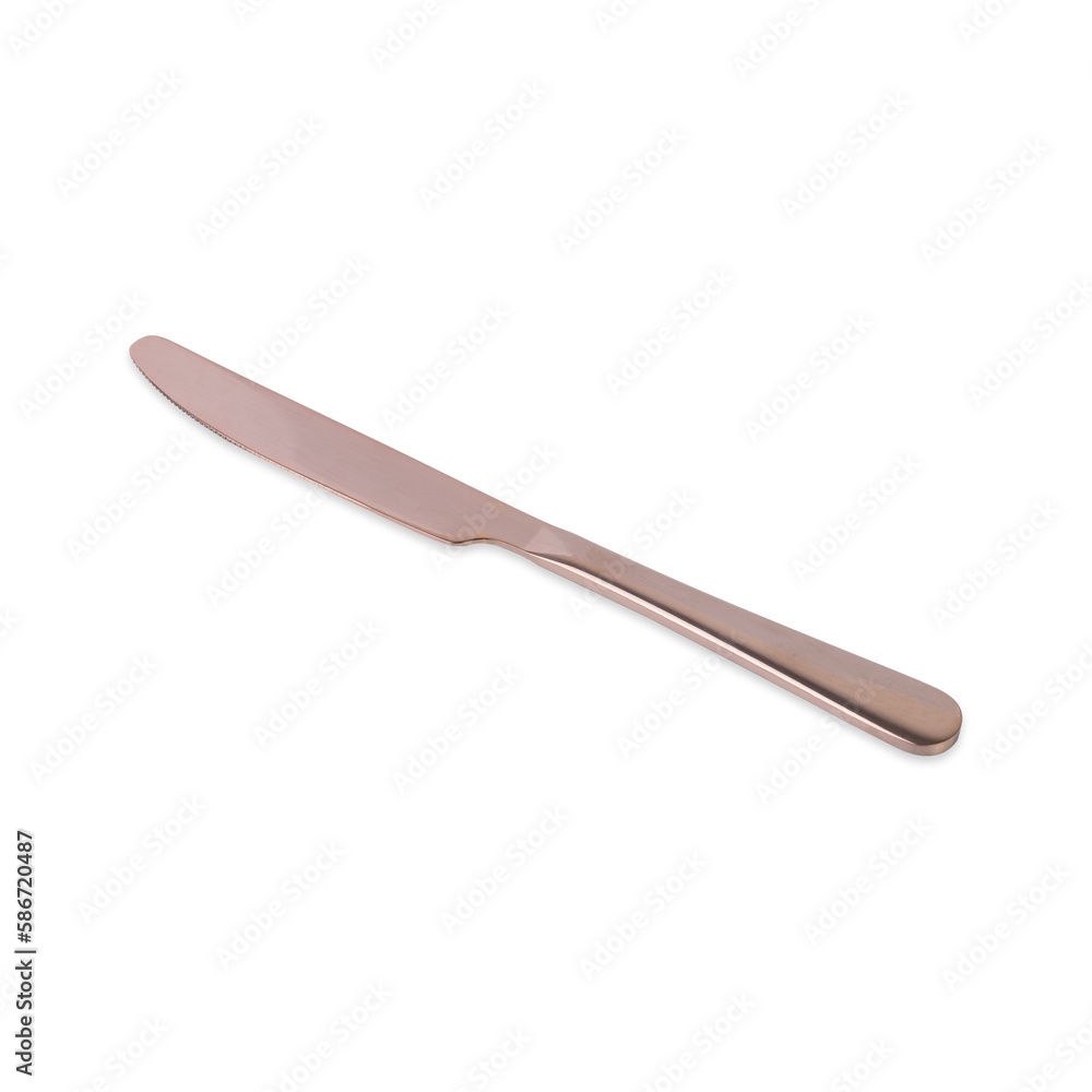 Rose golden metal knife isolated over white background Rose golden metal knife isolated over white background